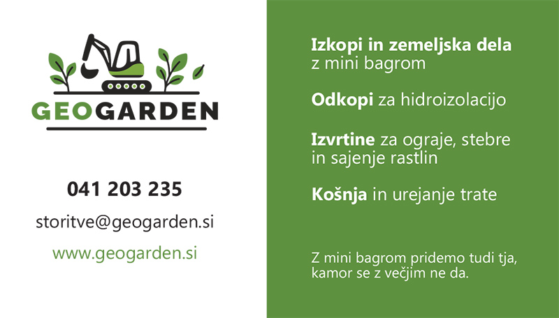 GeoGarden izkopi in zemeljska dela z mini bagrom